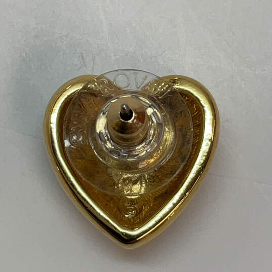 Designer Swarovski Gold-Tone Rhinestone Heart Shape Stud Earrings image number 4