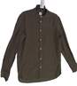 Men Brown Long Sleeve Collarless Button Up Pocket Dress Shirt Size Medium image number 2