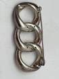 Mens Silver-Tone Thik Wide Three Rings Circular Linked Chain Brooch Pin image number 1
