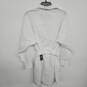 White Button Long Sleeve Collared Mini Shirt Dress With Sash image number 1