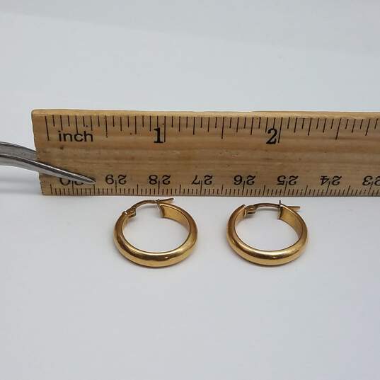 375 Gold Tone Hoop Earrings 1.9g image number 6