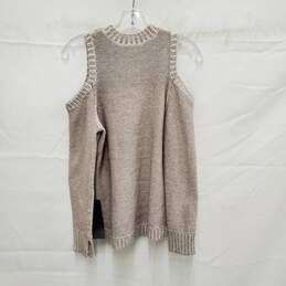 NWT BCBG WM's Cold Shoulder Cable Knit Champaign Arlene Sweater Size XXS alternative image