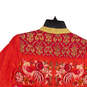 NWT Womens Red Embroidered Long Sleeve Slit Neck Pullover Tunic Top Size 34 image number 4