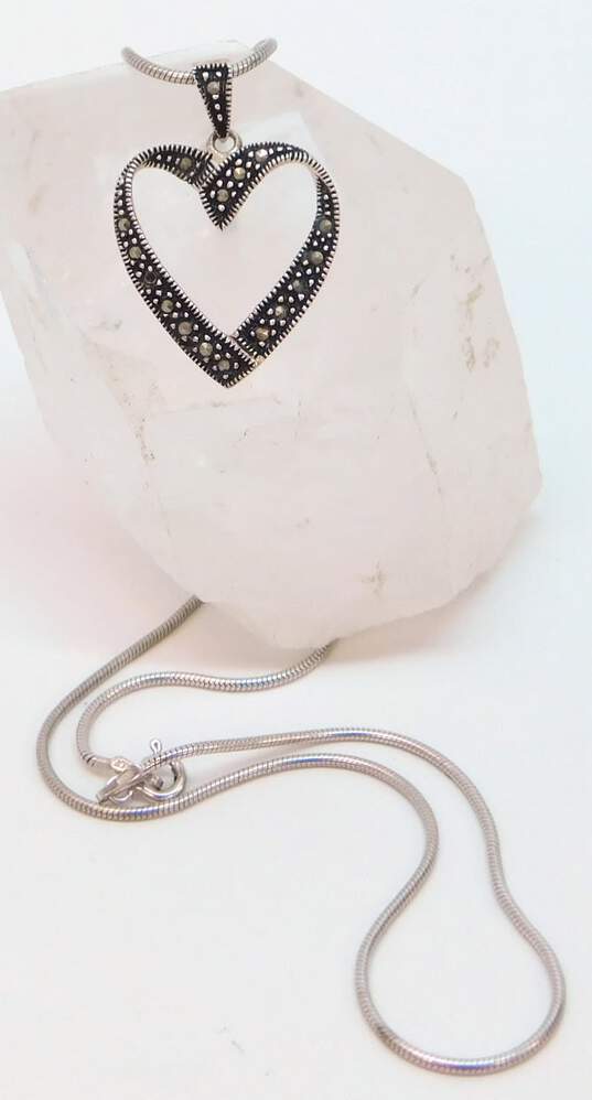 925 Sterling Silver Marcasite, Onyx & MOP Jewelry image number 3