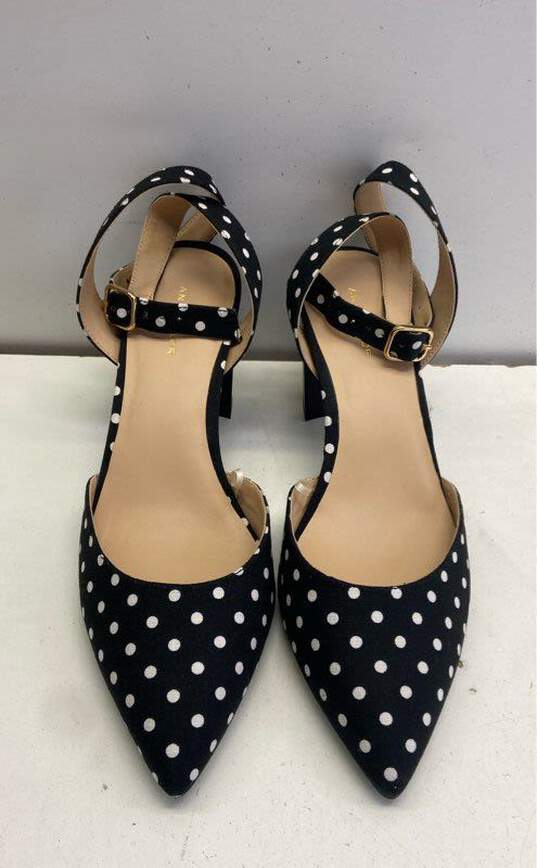 Ann Taylor Chunky Ankle Strap Black/White Polka Dot Pumps Women's Size 8.5 image number 6