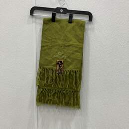 NWT Alpaca Camargo Womens Green Wool Fringe Embroidered Rectangle Scarf One Size