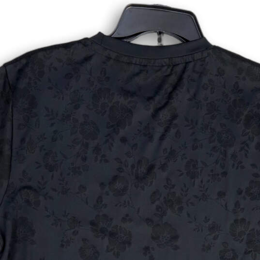 NWT Womens Black Floral Crew Neck Short Sleeve Pullover T-Shirt Size XL image number 4