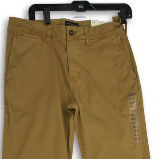 NWT American Eagle Mens Brown Slash Pocket Straight Leg Chino Pants Size 30/32 image number 3