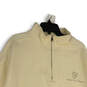Mens Beige1/4 Zip Long Sleeve Mock Neck Pullover Sweatshirt Size Large image number 3