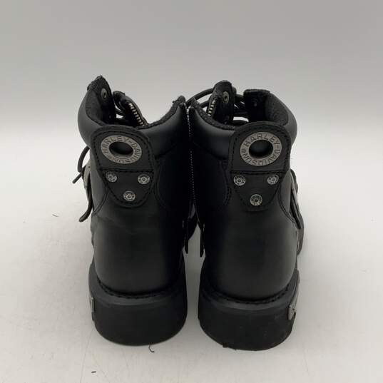 Mens Brake Buckle 91684 Black Leather Lace-Up Ankle Biker Boots Size 8.5M image number 2