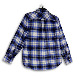 Womens Blue Black Plaid Collared Pocket Long Sleeve Button-Up Shirt Size 4 alternative image