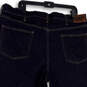 Mens Blue Denim Dark Wash Stretch Pockets Straight Leg Capri Jeans Size 44T image number 4