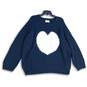 NWT Old Navy Womens Navy Blue White Long Sleeve Crew Neck Pullover Sweater Sz XL image number 1