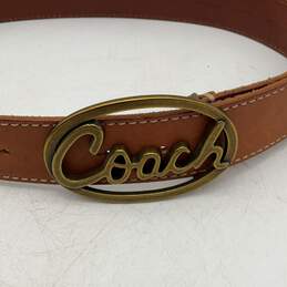 Coach Womens Brown Gold Leather Brass Logo Buckle Adjustable Belt Size Small alternative image