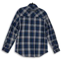 Mens Blue Gray Plaid Long Sleeve Spread Collar Button-Up Shirt Size Large alternative image