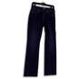 Womens Blue Dark Wash Stretch Pocket Flat Front Straight Leg Jeans Size 27 image number 1