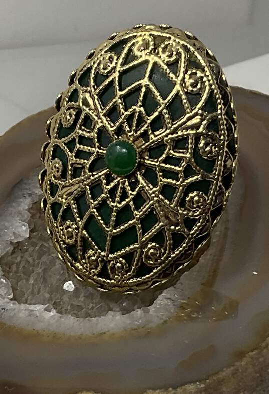 Green And Gold Fashion Ring. image number 1