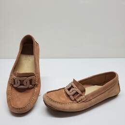 Piero Masetti Spain Women's Suede Moccasin With Chain Link Flats Size 38