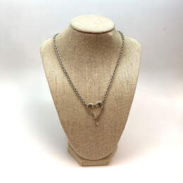 Designer Brighton Silver-Tone Link Chain Heart Curved Pendant Necklace
