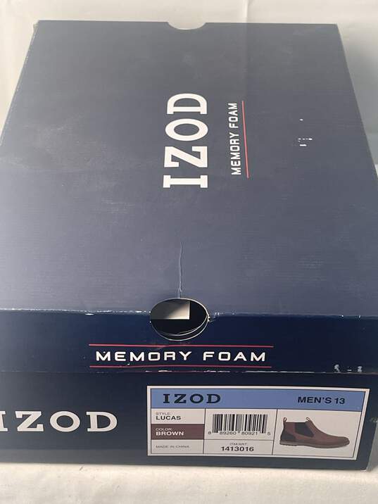 IZOD Mens Brown Leather Ankle Boot 13M image number 7