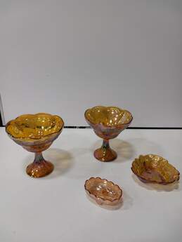 4pc Bundle of Vintage Marigold Carnival Glass Serving Dishes