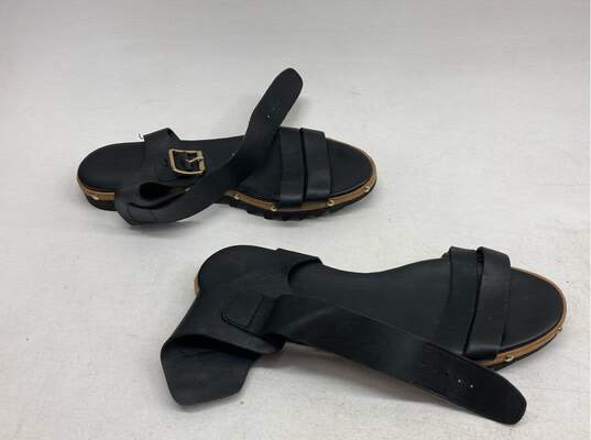 Women's Attilo Giustileo Leather Leombroni Size 39 Black Buckle Sandals image number 4