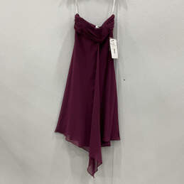 NWT Womens Purple Strapless Asymmetrical Hem Pleated A-Line Dress Size 6