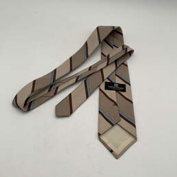 Mens Brown Silk Striped Blend Adjustable Classic Designer Neck Tie alternative image