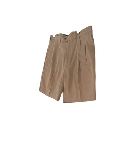 Mens Tan Slash Pockets Pleated Front Chino Golf Shorts image number 1