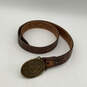 Mens 19518 Brown Leather Adjustable Buckle Western Waist Belt Size 38 image number 1