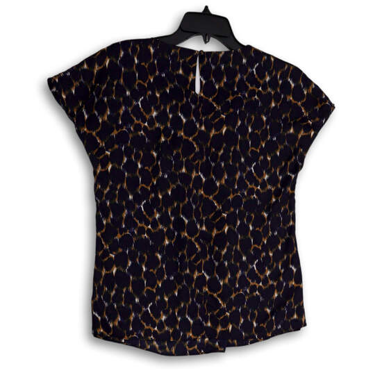 Womens Multicolor Animal Print Round Neck Short Sleeve Blouse Top Size 8 image number 2