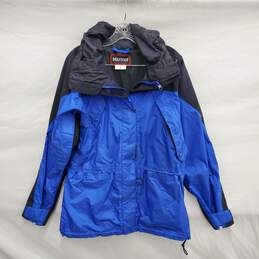 Marmot MN's Blue & Black Nylon Winter Sports Hooded Windbreaker Size M