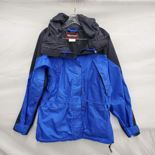 Marmot MN's Blue & Black Nylon Winter Sports Hooded Windbreaker Size M image number 1
