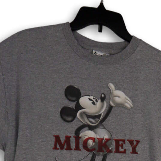 Mens Gray Mickey Graphic Print Short Sleeve Crew Neck Pullover T-Shirt Sz L image number 4