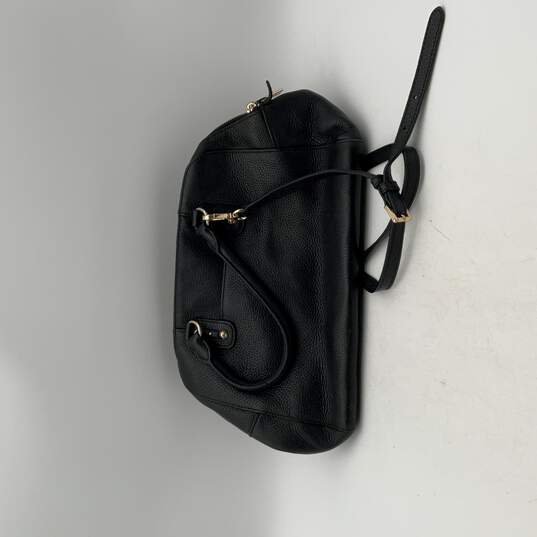 Michael Kors Womens Black Leather Top Handle Bottom Stud Satchel Bag Purse image number 4