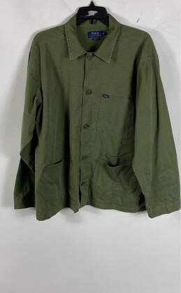 Polo Ralph Lauren Mens Green Long Sleeve Button-Front Utility Jacket Size XL