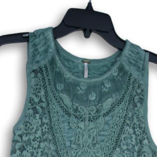 Free People Womens Green Mesh Lace Burnout Sleeveless Tank Top Size XS image number 3