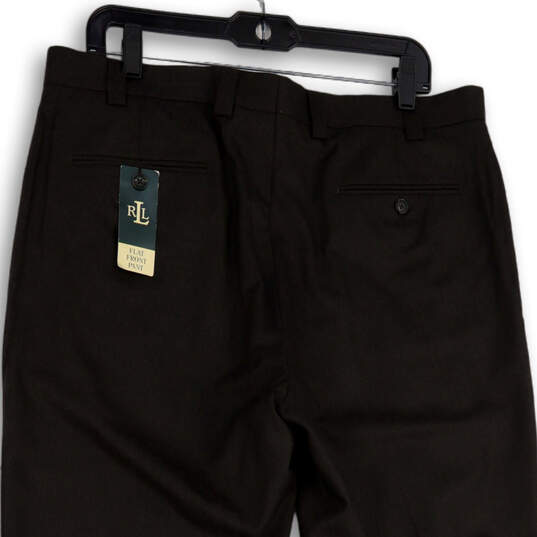 NWT Mens Brown Slash Pocket Flat Front Dress Pants Size 36x32 image number 4