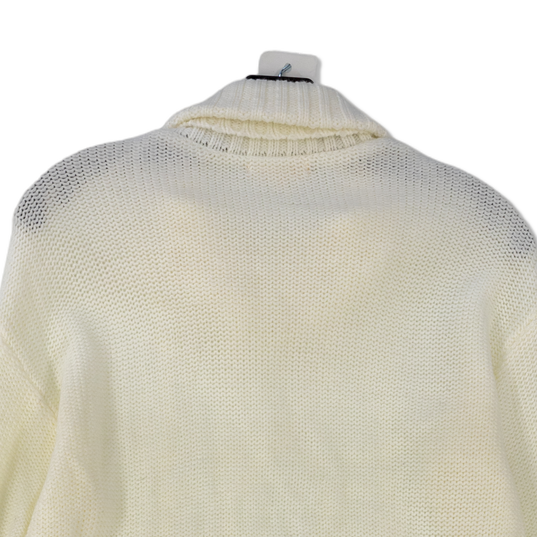 Womens White Long Sleeve Cowl Neck Knitted Pullover Sweater Size Small image number 4