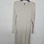 Beige Long Sleeve Fitted Dress With Slit image number 1