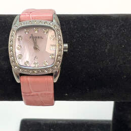 Designer Fossil F2 ES-1013 Silver-Tone Rhinestone Bezel Analog Wristwatch