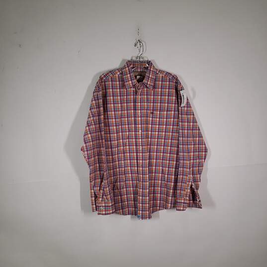 Mens Plaid Regular Fit Collared Long Sleeve Button-Up Shirt Size Large image number 1