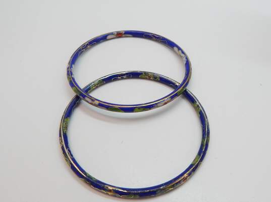 (3) Vintage Colorful Enamel Cloissone Bangle Bracelets 37.1g image number 3