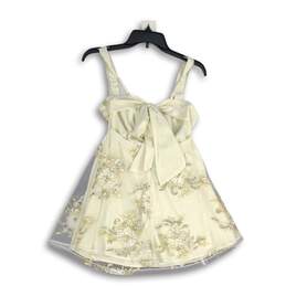 JJ's House Womens White Gold Sequin Square Neck Pullover Mini Dress Size M alternative image