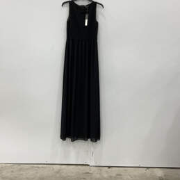 NWT Womens Black Sleeveless Round Neck Back Zip Maxi Dress Size Small