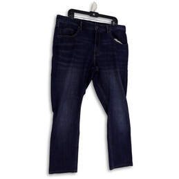 Womens Blue Denim Medium Wash Stretch Pockets Straight Leg Jeans Size 38