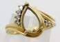 14K Yellow Gold 0.06 CTTW Diamond Ring Setting For Pear Cut Stone 4.2g image number 1