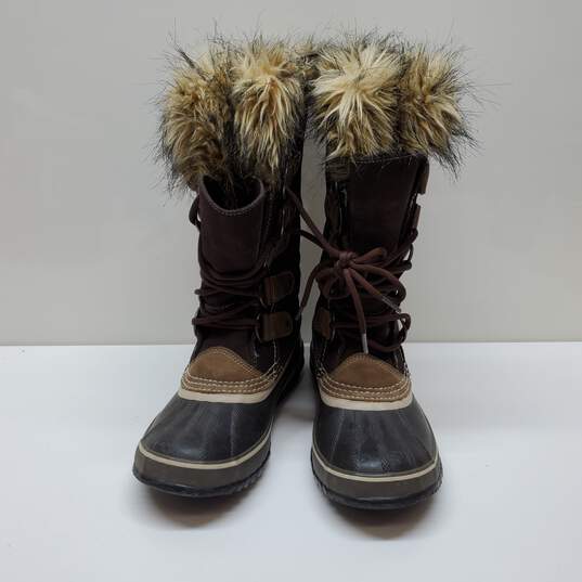 Sorel Joan of Arctic Winter Snow Boots Womens Size 8 Brown Leather Waterproof image number 1