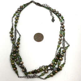 Designer Silpada 925 Sterling Silver Green Pearl Jade Chain Necklace alternative image