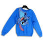 Womens Blue Stitch Cartoon Long Sleeve Crew Neck Pullover Sweatshirt Sz XS image number 1
